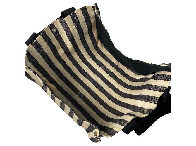 Borsa tote in tela Cannes PM di Hermès con pochette Nero Bianco - vista 7