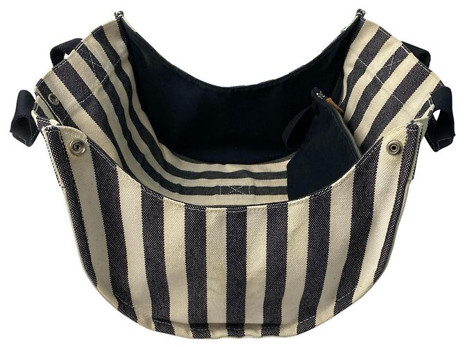 Borsa tote in tela Cannes PM di Hermès con pochette Nero Bianco - vista 8