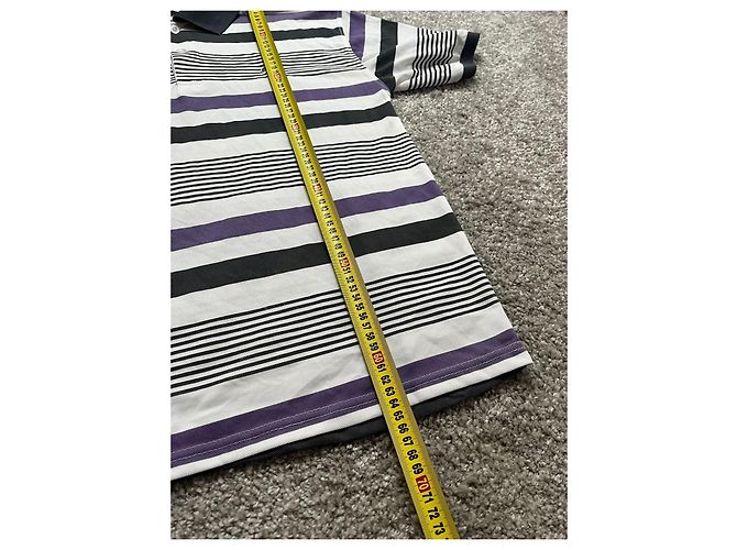 Polo Lacoste a righe in cotone Bianco Viola Nero Multicolore Porpora - vista 5