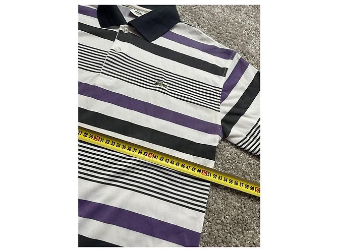 Polo Lacoste a righe in cotone Bianco Viola Nero Multicolore Porpora - vista 6