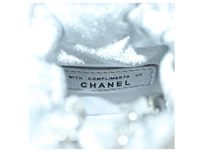 CHANEL Pochette a Spalla Matelassé in Pelle di Agnello Argento Oro CC Auth YKZ1332SAM D'oro - vista 21