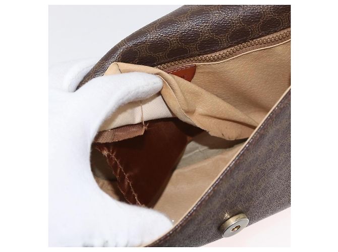 Céline Borsa a Spalla in Tela Macadam CELINE in Pelle PVC Marrone Oro Auth BA12117 D'oro - vista 10