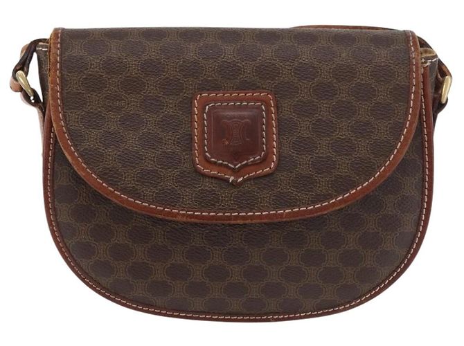 Céline Borsa a Spalla in Tela Macadam CELINE in Pelle PVC Marrone Oro Auth BA12117 D'oro - vista 13