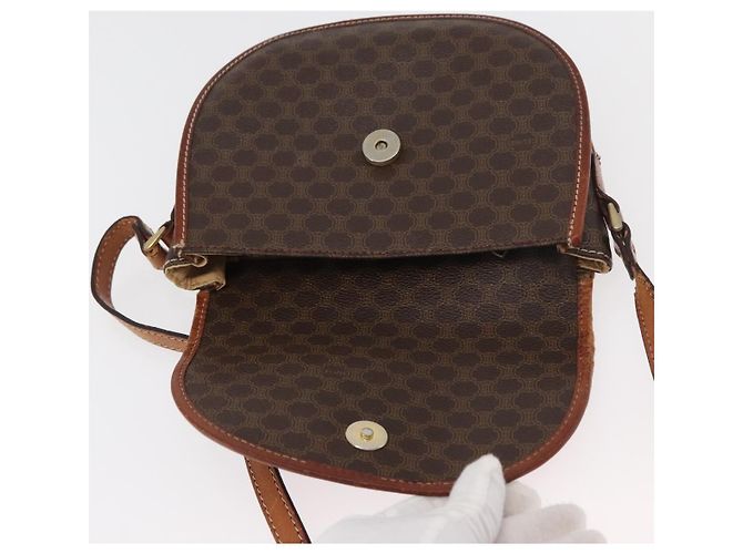 Céline Borsa a Spalla in Tela Macadam CELINE in Pelle PVC Marrone Oro Auth BA12117 D'oro - vista 19