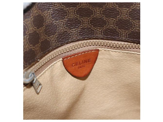 Céline Borsa a Spalla in Tela Macadam CELINE in Pelle PVC Marrone Oro Auth BA12117 D'oro - vista 20