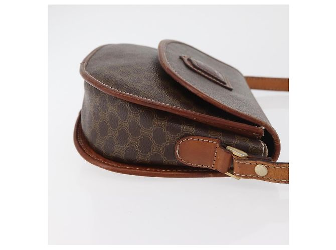 Céline Borsa a Spalla in Tela Macadam CELINE in Pelle PVC Marrone Oro Auth BA12117 D'oro - vista 3