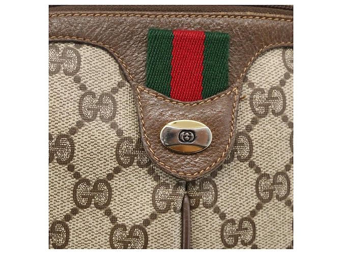 Borsa Sherry Line GG Supreme Web di GUCCI in PVC beige e oro 904 02 047 Auth 175285 D'oro - vista 18