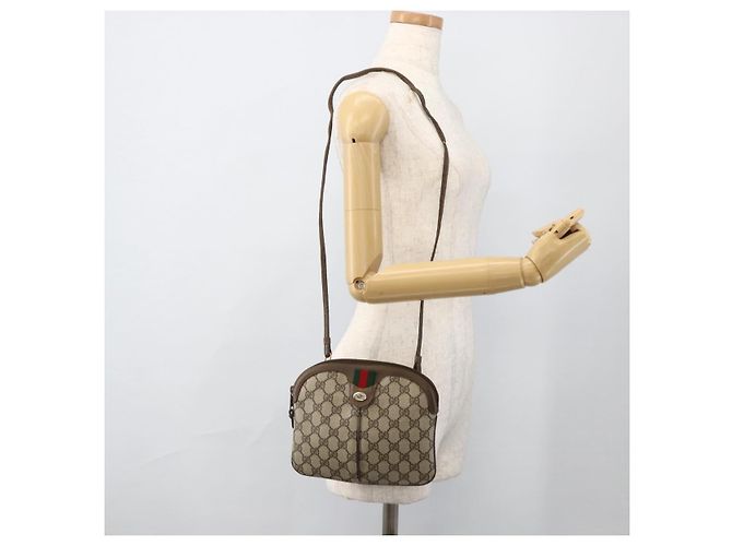 Borsa Sherry Line GG Supreme Web di GUCCI in PVC beige e oro 904 02 047 Auth 175285 D'oro - vista 22