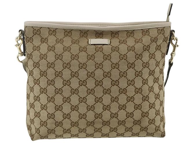 Borsa a Spalla GG Canvas Gucci Beige Oro 388924 Auth 176562 D'oro - vista 13