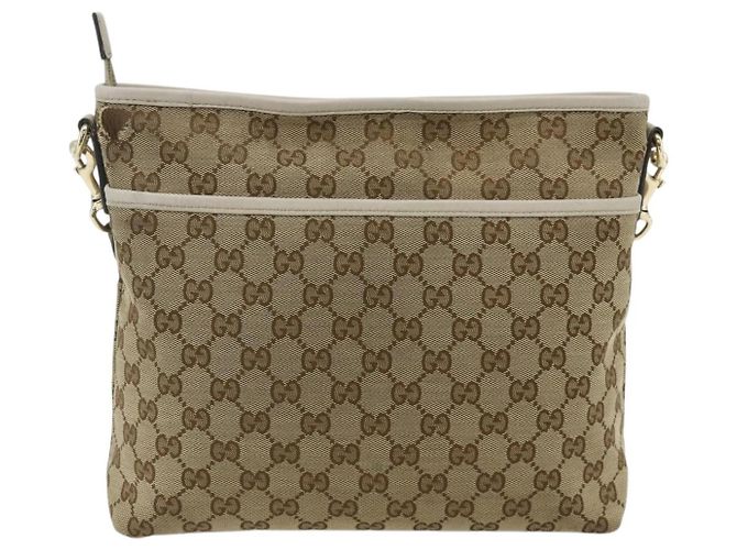 Borsa a Spalla GG Canvas Gucci Beige Oro 388924 Auth 176562 D'oro - vista 2