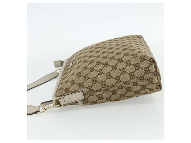 Borsa a Spalla GG Canvas Gucci Beige Oro 388924 Auth 176562 D'oro - vista 3