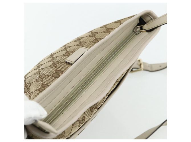 Borsa a Spalla GG Canvas Gucci Beige Oro 388924 Auth 176562 D'oro - vista 6