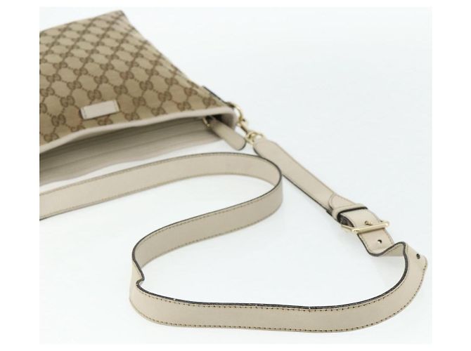 Borsa a Spalla GG Canvas Gucci Beige Oro 388924 Auth 176562 D'oro - vista 7