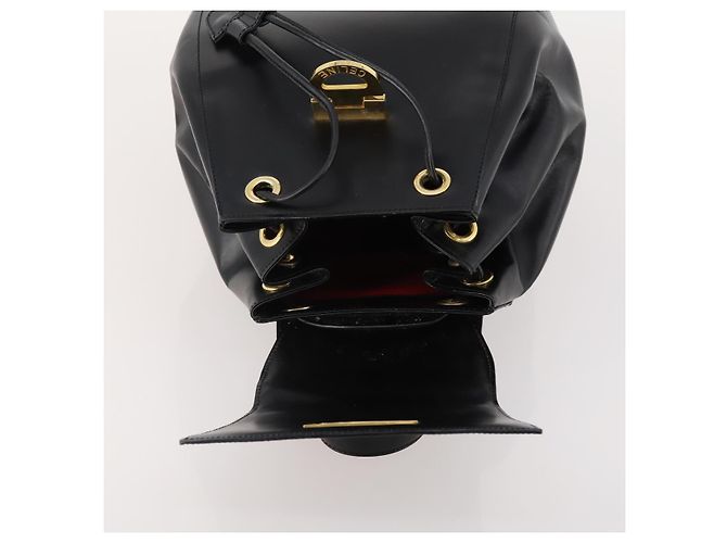 Céline CELINE Rucksack aus schwarzem Leder mit Gold Auth BAZ409 Golden - Ansicht 10