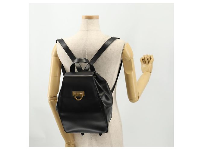 Céline CELINE Rucksack aus schwarzem Leder mit Gold Auth BAZ409 Golden - Ansicht 26