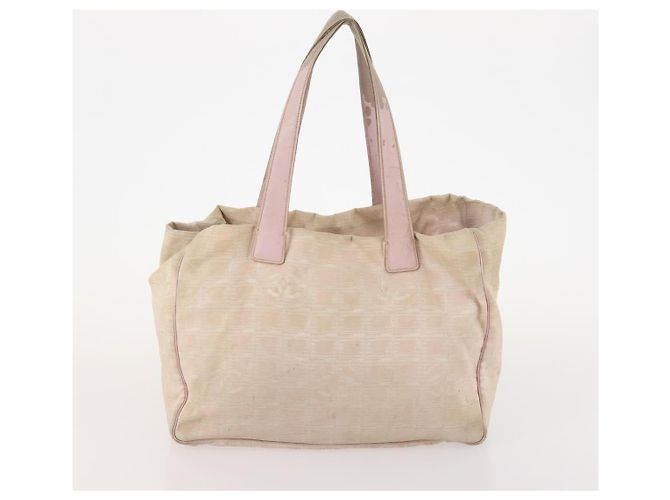 CHANEL Nuova linea da viaggio Borsa Tote in Nylon 5 Set Beige Nero CC Auth 174969 - vista 7