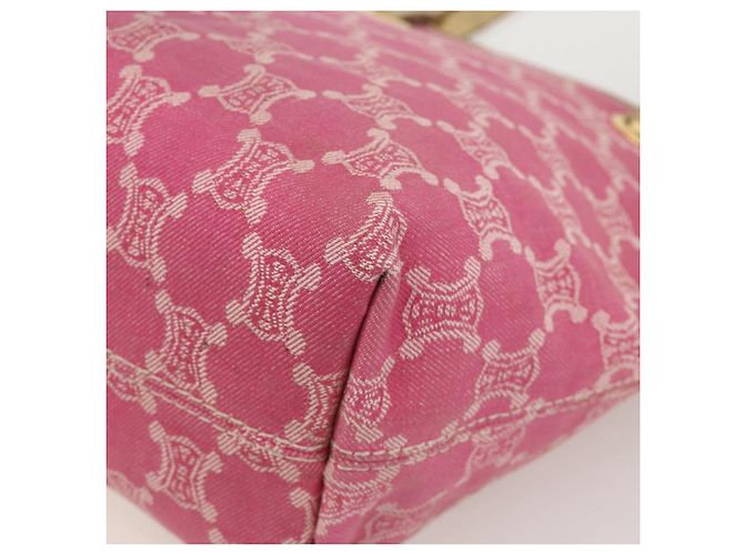 Céline Borsa tote in tela Macadam CELINE Paris in denim rosa e oro Auth 175602 D'oro - vista 15
