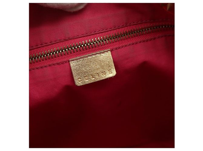 Céline Borsa tote in tela Macadam CELINE Paris in denim rosa e oro Auth 175602 D'oro - vista 18