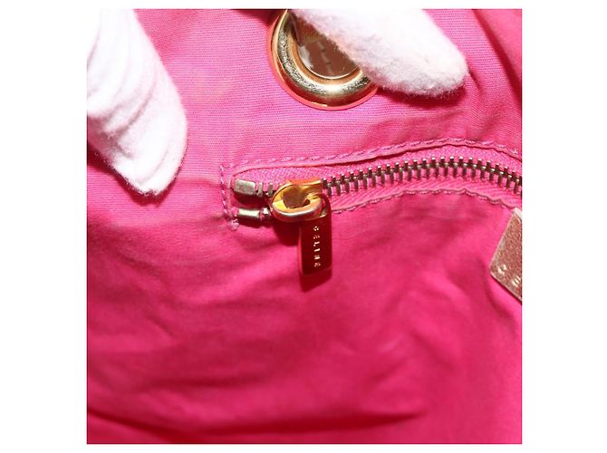 Céline Borsa tote in tela Macadam CELINE Paris in denim rosa e oro Auth 175602 D'oro - vista 21