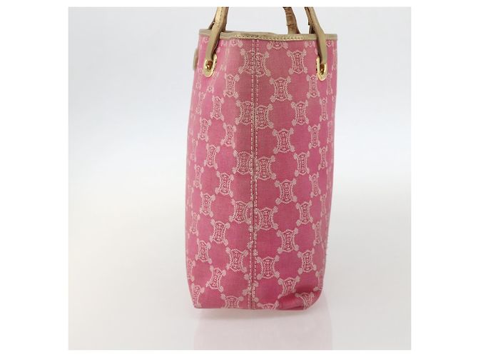 Céline Borsa tote in tela Macadam CELINE Paris in denim rosa e oro Auth 175602 D'oro - vista 4
