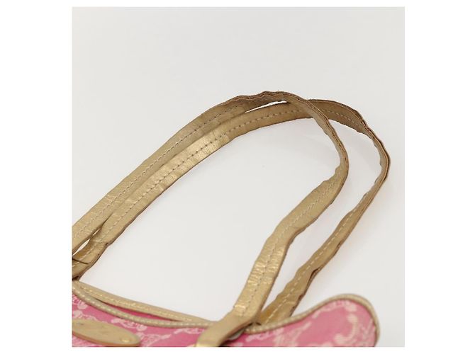Céline Borsa tote in tela Macadam CELINE Paris in denim rosa e oro Auth 175602 D'oro - vista 8