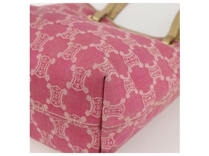 Céline Borsa tote in tela Macadam CELINE Paris in denim rosa e oro Auth 175602 D'oro - vista 9