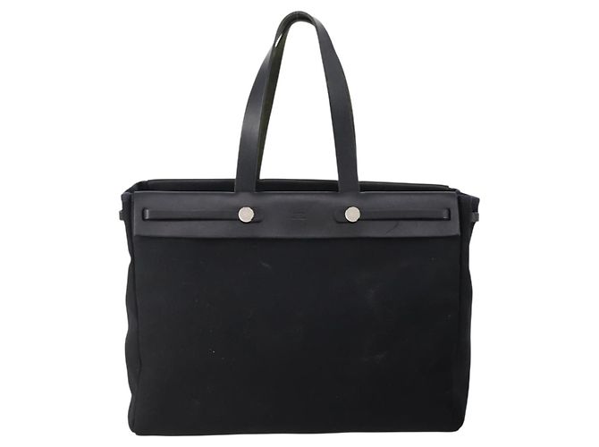 Hermès HERMES Borsa Cabass GM Herbag Canvas 2in1 Nera Argento Auth BAZ865A Nero - vista 2