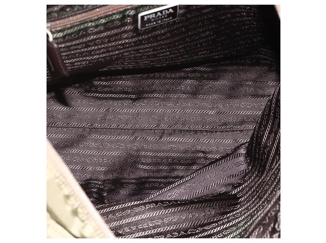 PRADA Tote Bag aus Nylon Khaki Silber authentisch 175345 - Ansicht 11