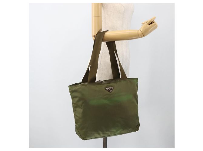 PRADA Tote Bag aus Nylon Khaki Silber authentisch 175345 - Ansicht 24