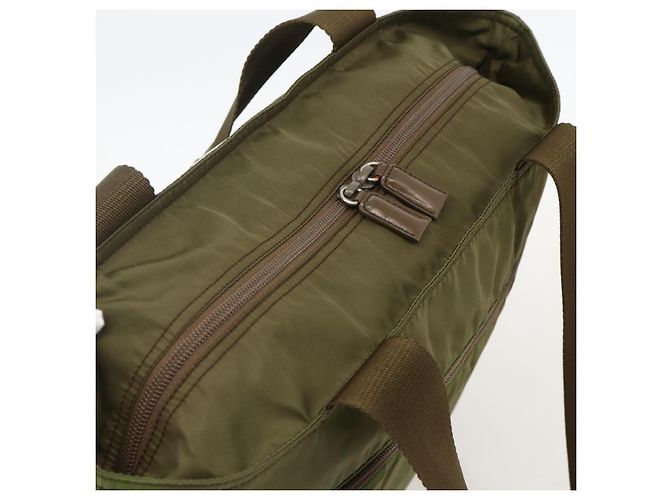 PRADA Tote Bag aus Nylon Khaki Silber authentisch 175345 - Ansicht 6