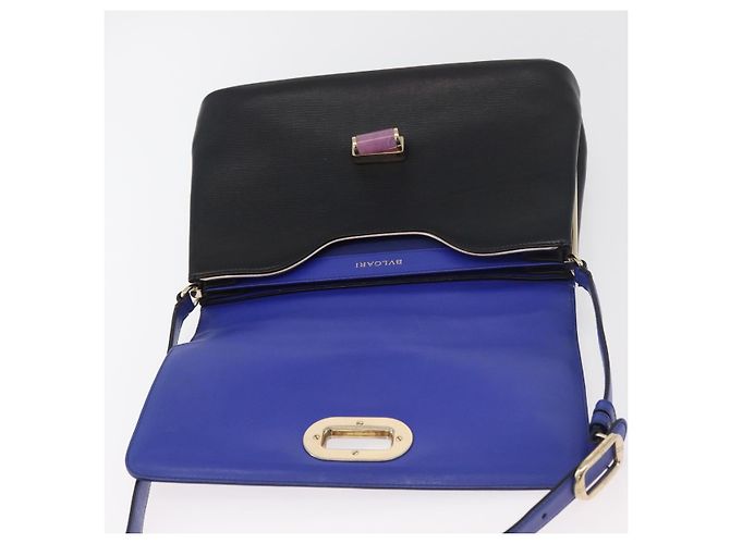 Bulgari Borsa a Spalla BVLGARI Isabella Rossellini in Pelle Blu Oro Auth BA12091A D'oro - vista 10