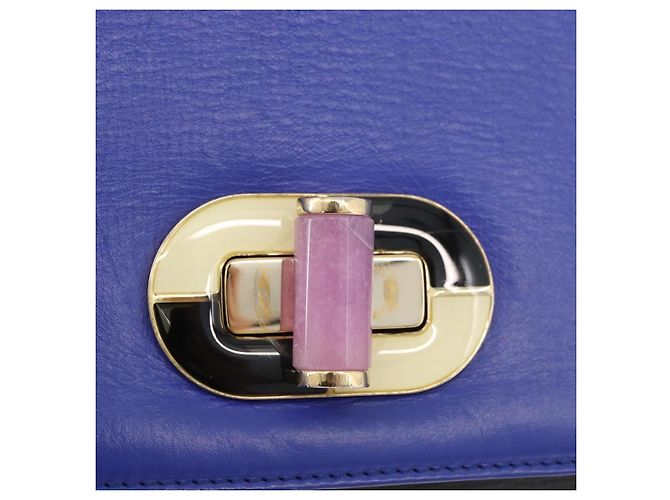 Bulgari Borsa a Spalla BVLGARI Isabella Rossellini in Pelle Blu Oro Auth BA12091A D'oro - vista 17