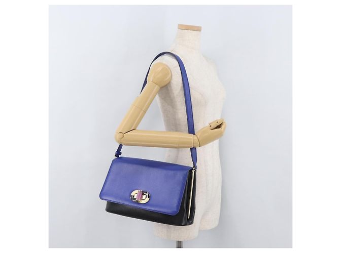 Bulgari Borsa a Spalla BVLGARI Isabella Rossellini in Pelle Blu Oro Auth BA12091A D'oro - vista 26
