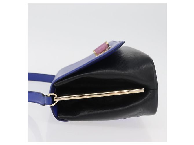 Bulgari Borsa a Spalla BVLGARI Isabella Rossellini in Pelle Blu Oro Auth BA12091A D'oro - vista 4