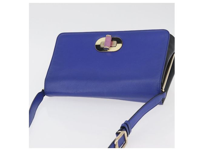 Bulgari Borsa a Spalla BVLGARI Isabella Rossellini in Pelle Blu Oro Auth BA12091A D'oro - vista 6