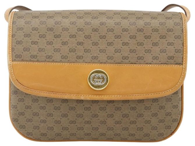 Gucci Borsa a Spalla Micro GG Supreme PVC Marrone Oro 001 116 0917 Auth ti3822 D'oro - vista 13