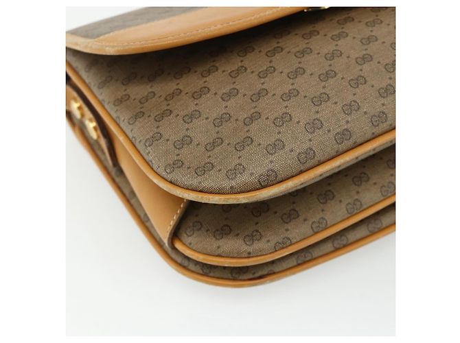 Gucci Borsa a Spalla Micro GG Supreme PVC Marrone Oro 001 116 0917 Auth ti3822 D'oro - vista 14