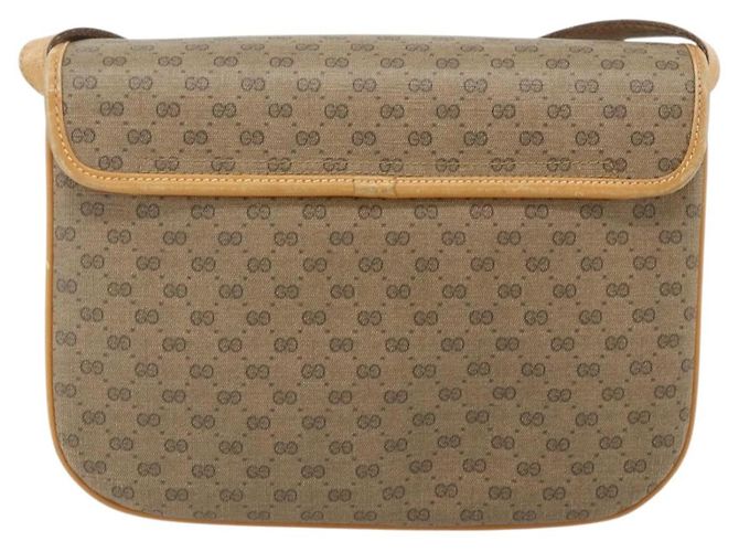 Gucci Borsa a Spalla Micro GG Supreme PVC Marrone Oro 001 116 0917 Auth ti3822 D'oro - vista 2