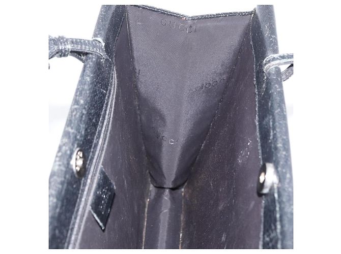 Borsa Tote in pelle nera e argento GUCCI 0021047 Auth ka3869 Nero - vista 20
