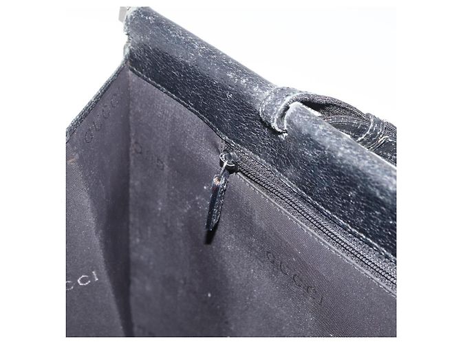 Borsa Tote in pelle nera e argento GUCCI 0021047 Auth ka3869 Nero - vista 22