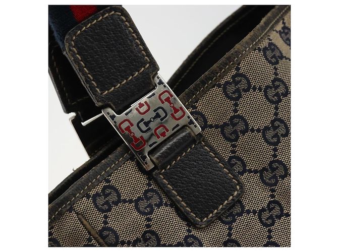 Borsa a Mano Gucci GG Canvas Sherry Line Rossa Blu Navy 145810 Auth 175695 Rosso - vista 10