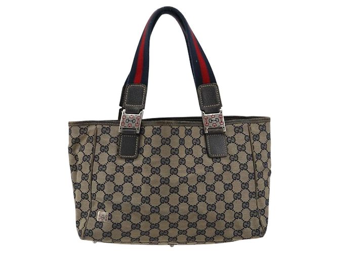 Borsa a Mano Gucci GG Canvas Sherry Line Rossa Blu Navy 145810 Auth 175695 Rosso - vista 13