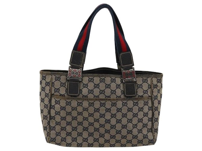 Borsa a Mano Gucci GG Canvas Sherry Line Rossa Blu Navy 145810 Auth 175695 Rosso - vista 2
