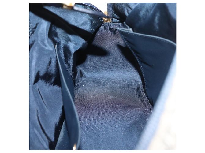Christian Dior Trotter Canvas Saddle Hand Bag Navy Gold Auth 175481A Golden Navy blue - view 20