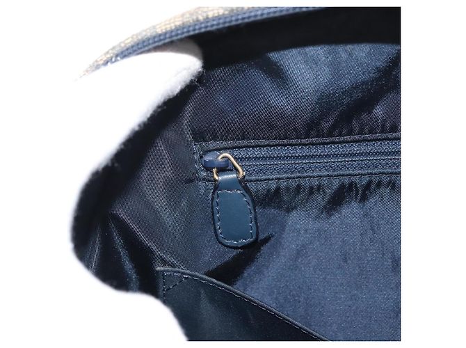 Christian Dior Trotter Canvas Saddle Hand Bag Navy Gold Auth 175481A Golden Navy blue - view 24