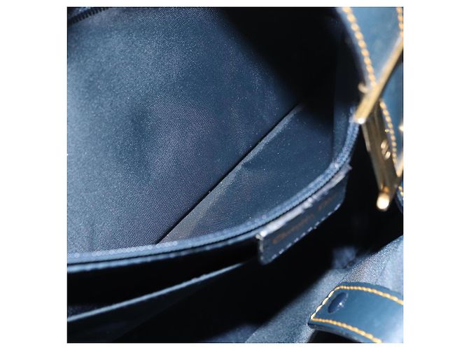 Christian Dior Trotter Canvas Saddle Hand Bag Navy Gold Auth 175481A Golden Navy blue - view 25