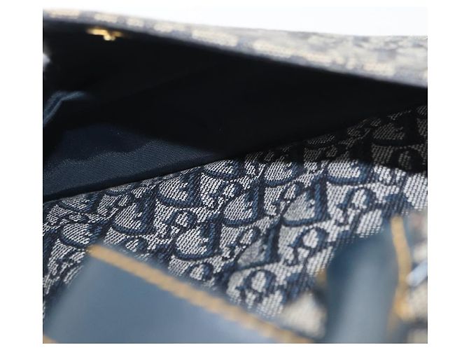 Christian Dior Trotter Canvas Saddle Hand Bag Navy Gold Auth 175481A Golden Navy blue - view 26