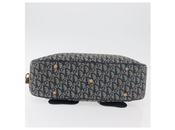 Christian Dior Trotter Canvas Saddle Hand Bag Navy Gold Auth 175481A Golden Navy blue - view 5