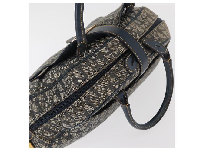 Christian Dior Trotter Canvas Saddle Hand Bag Navy Gold Auth 175481A Golden Navy blue - view 6