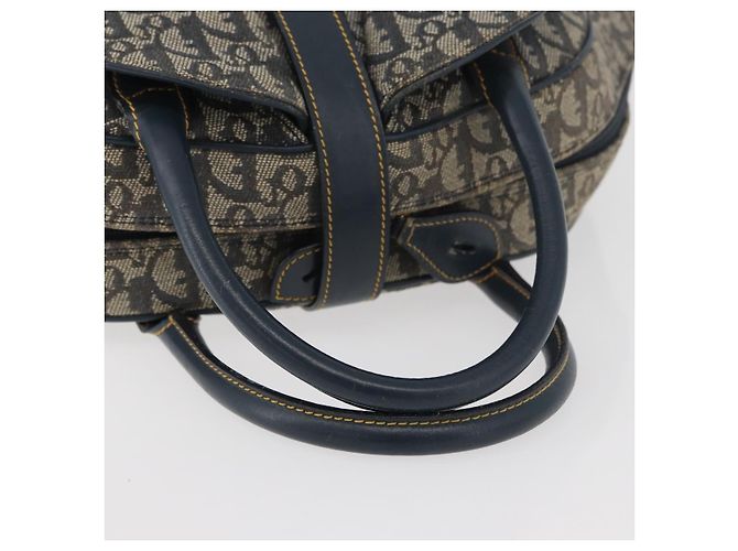 Christian Dior Trotter Canvas Saddle Hand Bag Navy Gold Auth 175481A Golden Navy blue - view 7